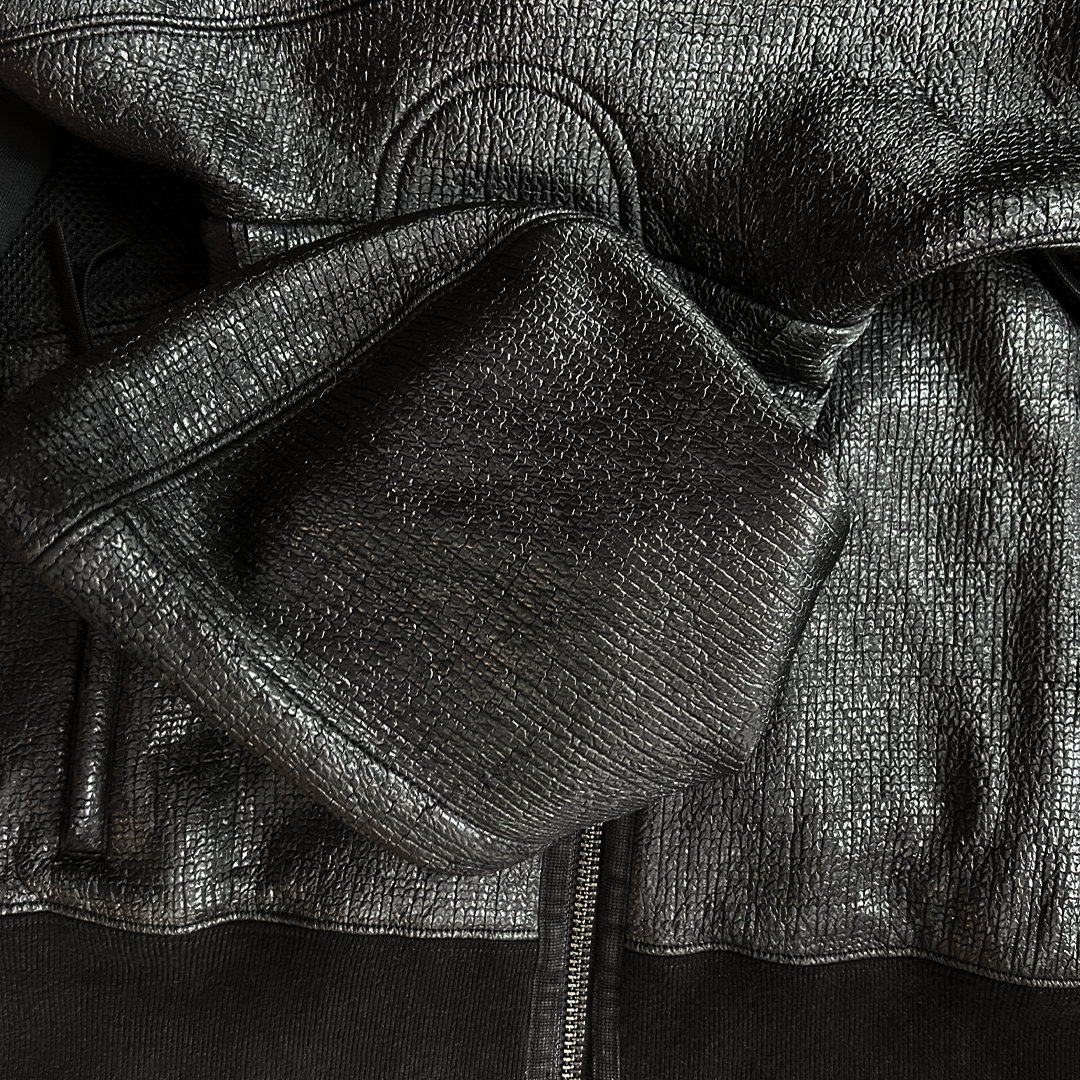 HELMUT LANG SNAKESKIN BLACK ZIP UP HOODIE