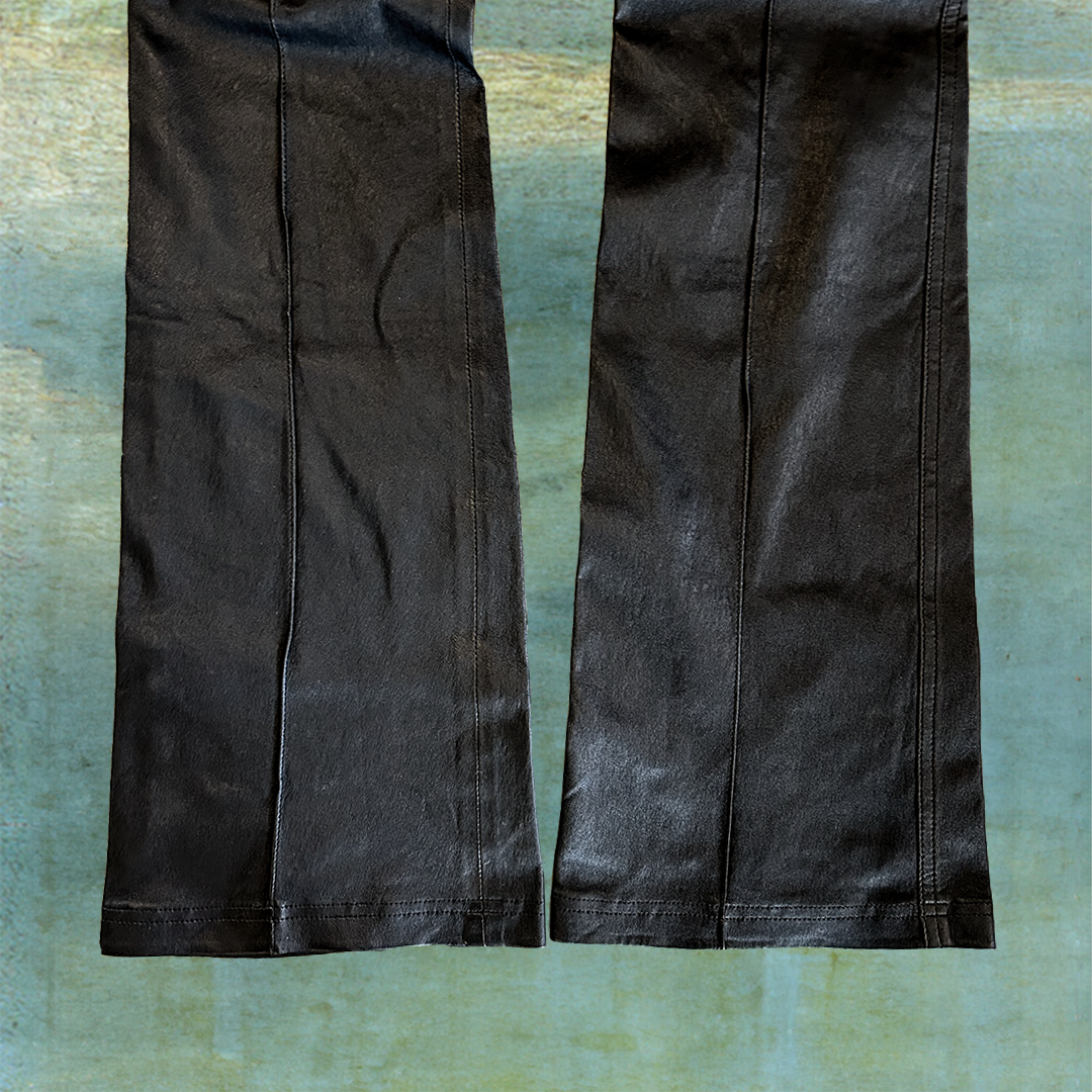 HELMUT LANG LAMB LEATHER FLARE PANTS