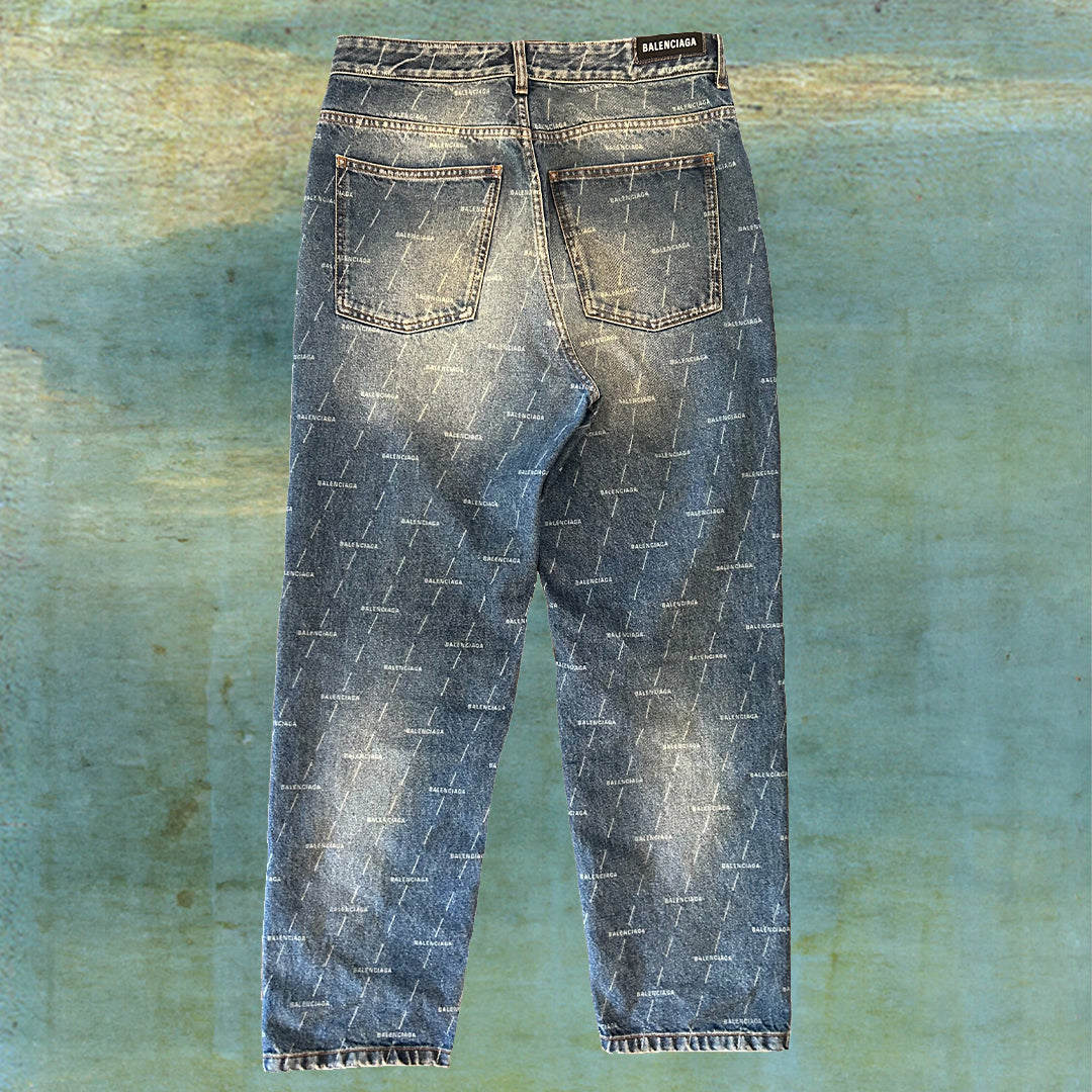 BALENCIAGA MONOGRAM PRINT DENIM