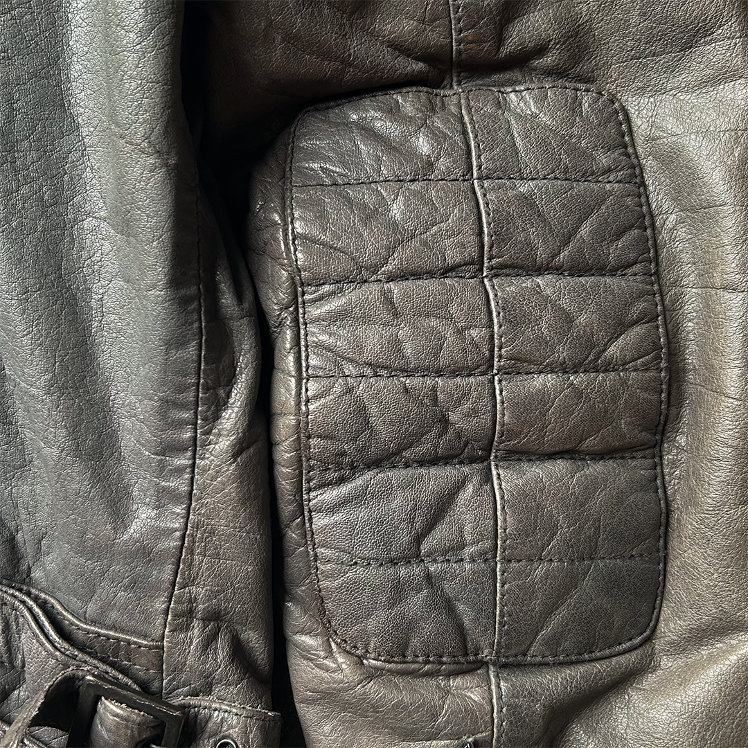 1990s LEATHER ASYMMETRIC ZIP BIKER JACKET